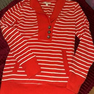 Banana Republic Red and White Striped Cowl Neck Sweater
